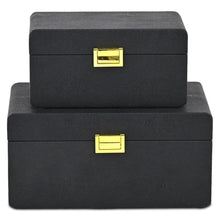 Load image into Gallery viewer, Hand Painted Decorative Box (Set of 2) - Black
