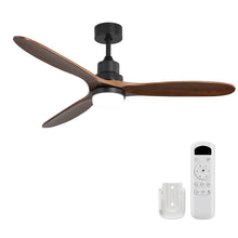 Load image into Gallery viewer, Ceiling Fan With Lights 3 Solid Wood Fan Blade Noiseless Reversible Motor Remote Control - Black

