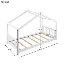 Load image into Gallery viewer, House Platform Bed With Headboard And Footboard, Roof Design
