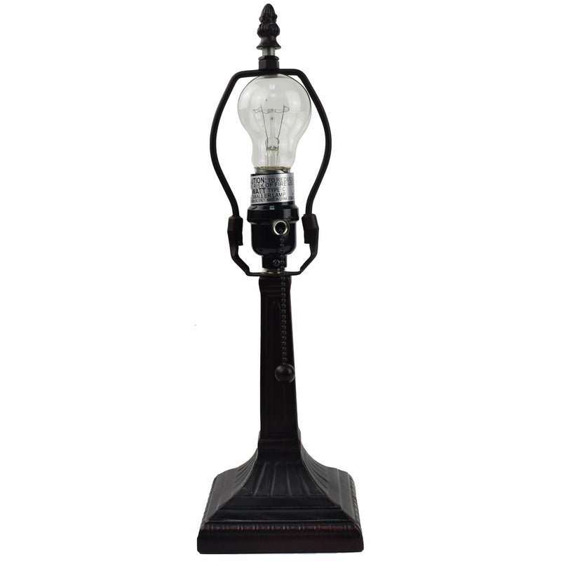 Metal Candlestick Table Lamp With Green Empire Shade - Dark Brown