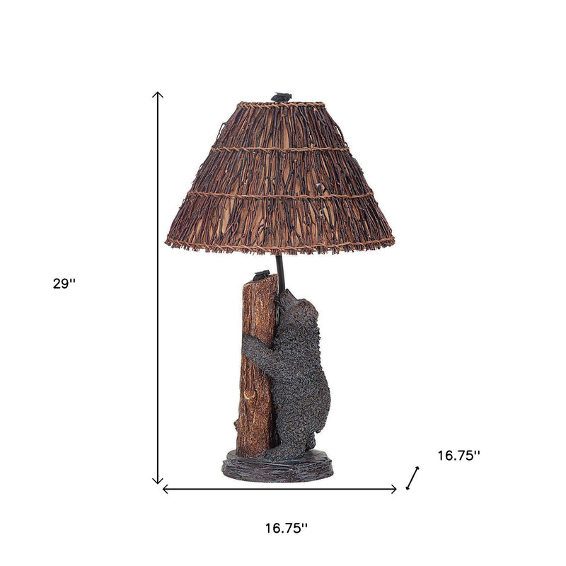 Novelty Table Lamp With Brown Empire Shade - Gray