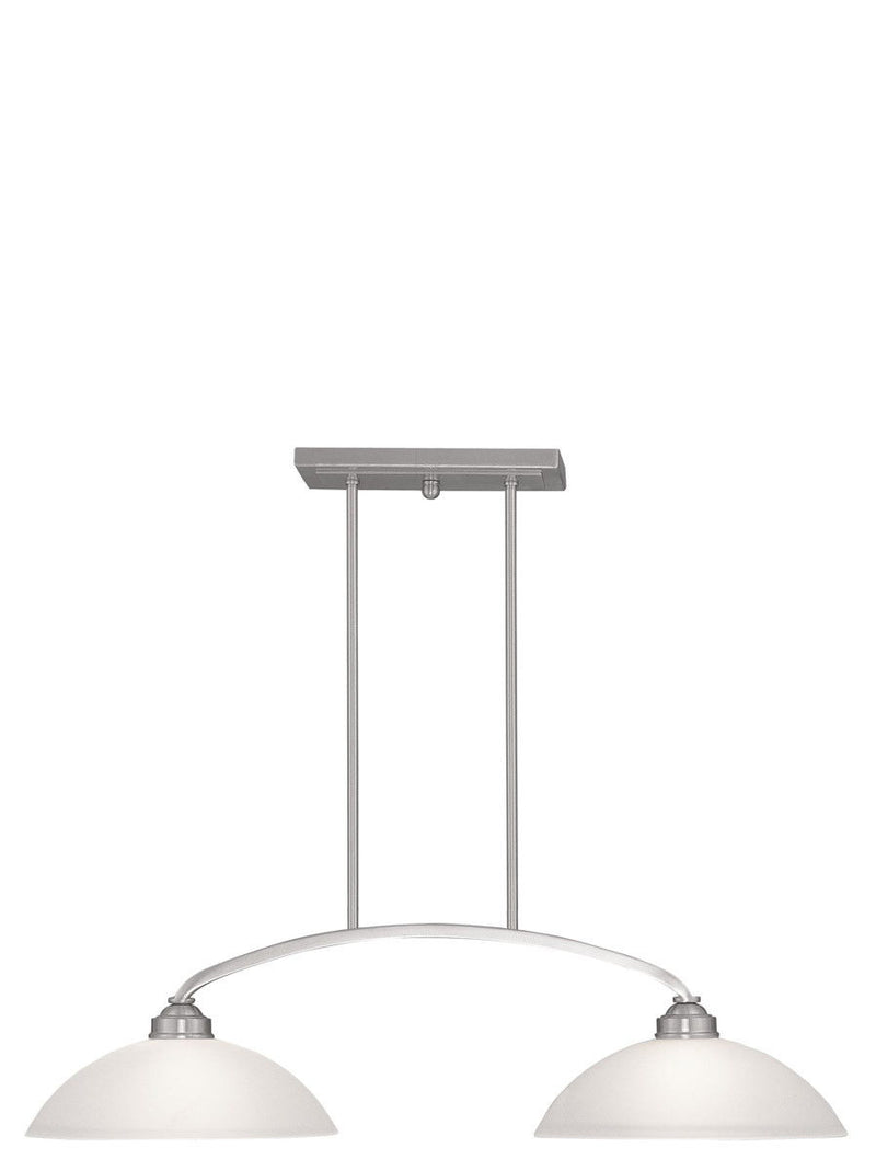 10" Two Light Dimmable Chandelier With Shades - Nickel