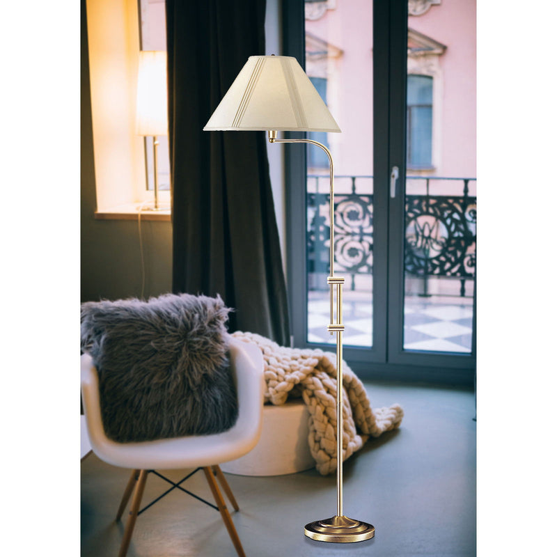 Adjustable Traditional Shaped Floor Lamp With Beige Empire Shade - Bronze