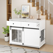 Load image into Gallery viewer, Dog Crate Furniture With Double Drawers And Sliding Barn Door, Pet Kennel For Small To Medium Dogs - White
