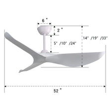 Load image into Gallery viewer, Indoor Ceiling Fan Without Light, 6 Speeds Reversible DC Motor, 3 ABS Blade Ceiling Fan White For Bedroom - White
