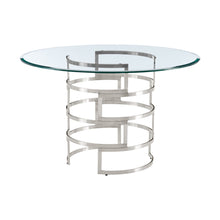 Load image into Gallery viewer, 48" Glass And Stainless Steel Pedestal Base Round Top Dining Table - Silver
