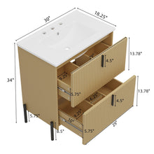 Load image into Gallery viewer, Fluted Bathroom Vanity With Ceramic Sink, Freestanding Design
