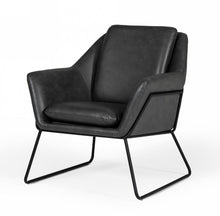 Load image into Gallery viewer, Faux Leather Lounge Chair - Dark Gray / Black
