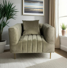 Load image into Gallery viewer, Velvet And Gold Solid Color Lounge Chair - Beige
