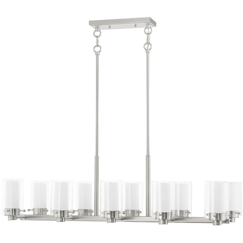 12" Ten Light Dimmable Chandelier With Shades - Nickel