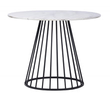 Load image into Gallery viewer, 43" Rounded Metal Pedestal Base Dining Table - Black / White
