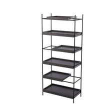 Load image into Gallery viewer, Sliding Shelf Five Tier Etagere Bookcase - Black
