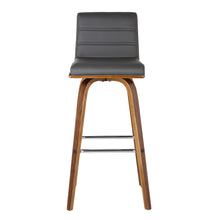 Load image into Gallery viewer, Faux Leather And Wood Swivel Low Back Bar Height Bar Chair - Gray / Brown

