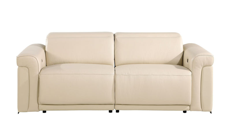 Italian Leather Reclining USB Sofa (720379) - Beige