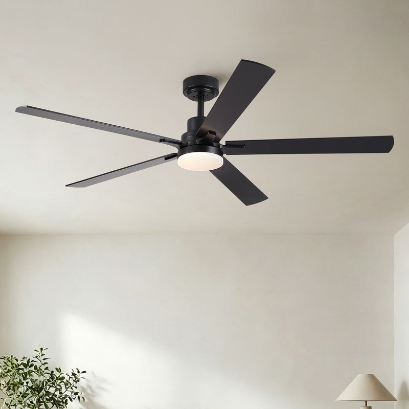 Ceiling Fan With Lights And Remot With Quiet DC Motor, 6 Speeds, Reversible Blades - Black
