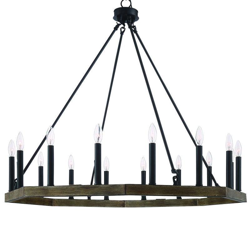 40" Candle Style Multi Light Metal Dimmable Chandelier - Brown / Black