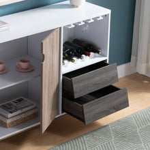 Load image into Gallery viewer, Wooden Display Rack, Cabinet With Drawer, Holds 6 Wine Glass - White / Dark Taupe
