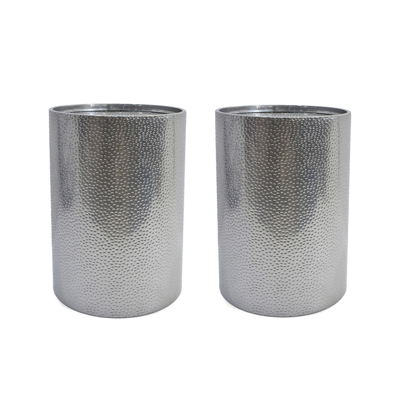 Iron Round Pedestal End Tables (Set of 2) - Silver
