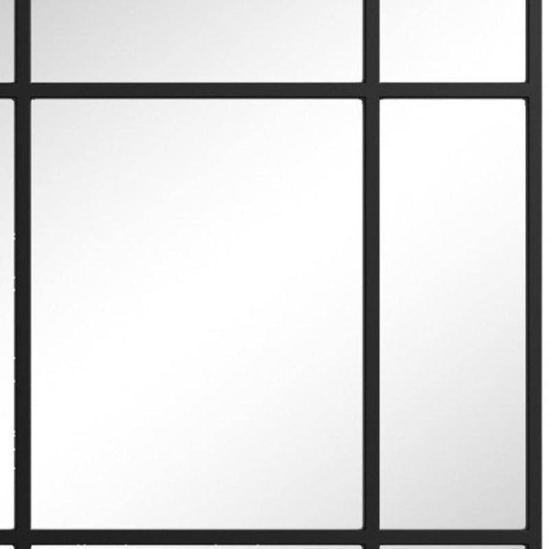 39" Iron Window Pane Geometric Framed Accent Mirror - Black