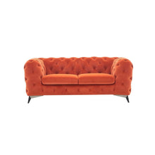 Load image into Gallery viewer, Tufted Velvet Chesterfield Love Seat - Orange / Black
