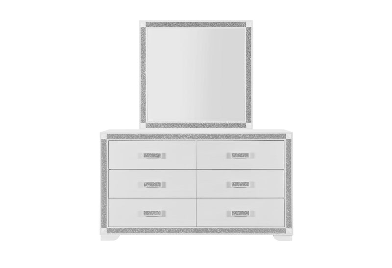 And Silver Wood Freestanding Framed Dresser Mirror - White