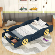 Load image into Gallery viewer, Race Car Shaped Platform Bed With Wheels And Storage
