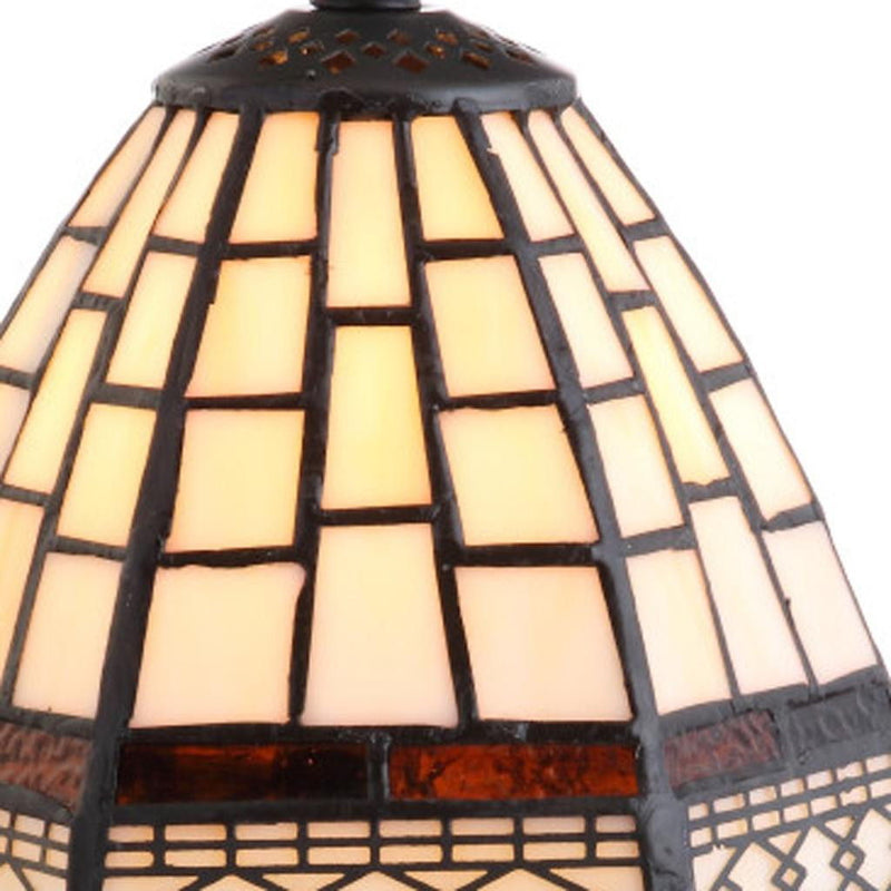 Mosaic Tile Novelty Tiffany Lamp With Empire Shade - Brown / Ivory / Cream