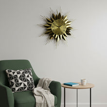 Load image into Gallery viewer, Silent Analog Starburst Wall Clock (626531) - Gold / Black
