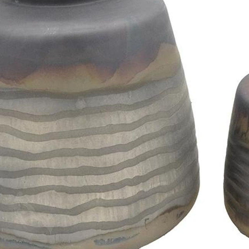 Abstract Round Table Vases (Set of 2) - Black / Gray