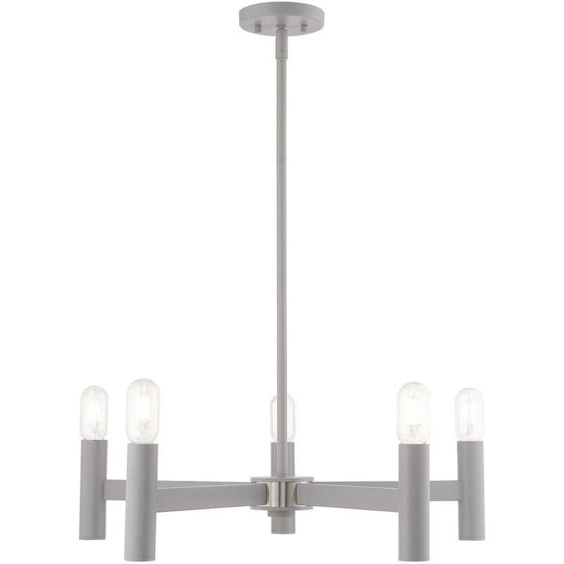19" Five Light Dimmable Chandelier With Shades - Gray