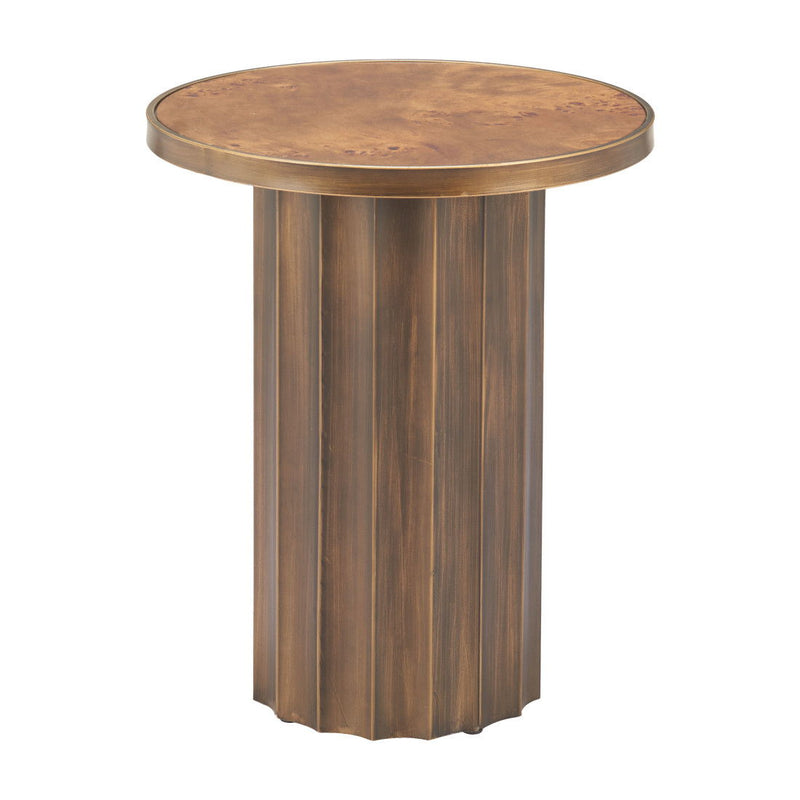 22" Steel Round Pedestal End Table - Brown
