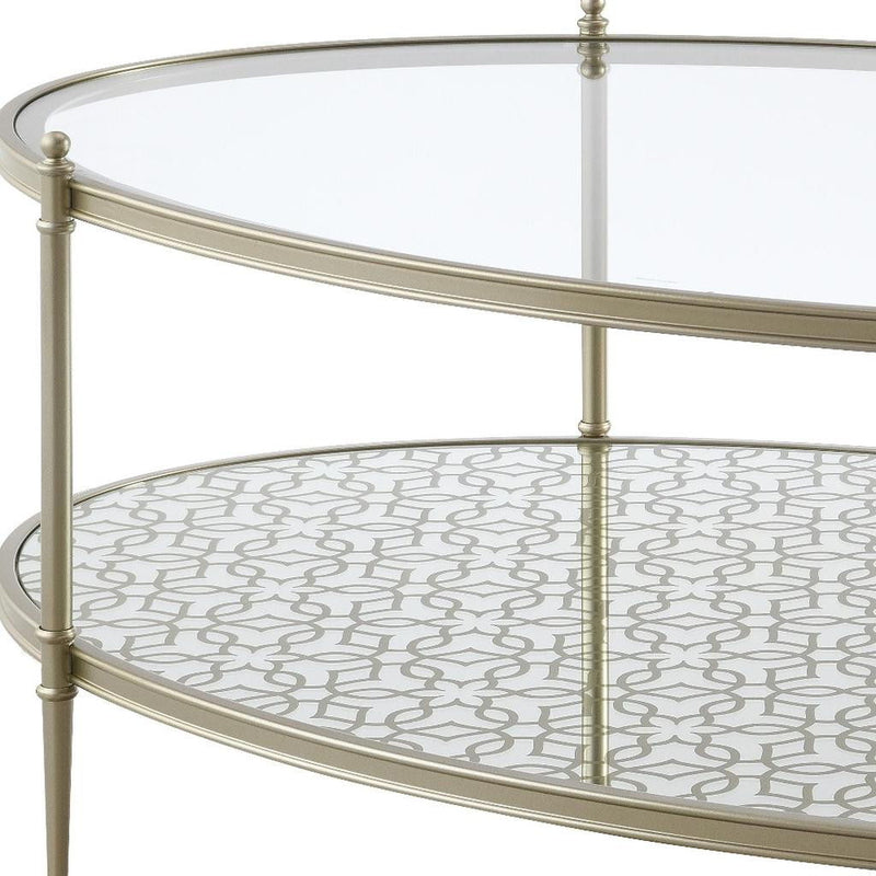 Glass Steel Oval Coffee Table - Clear / Champagne