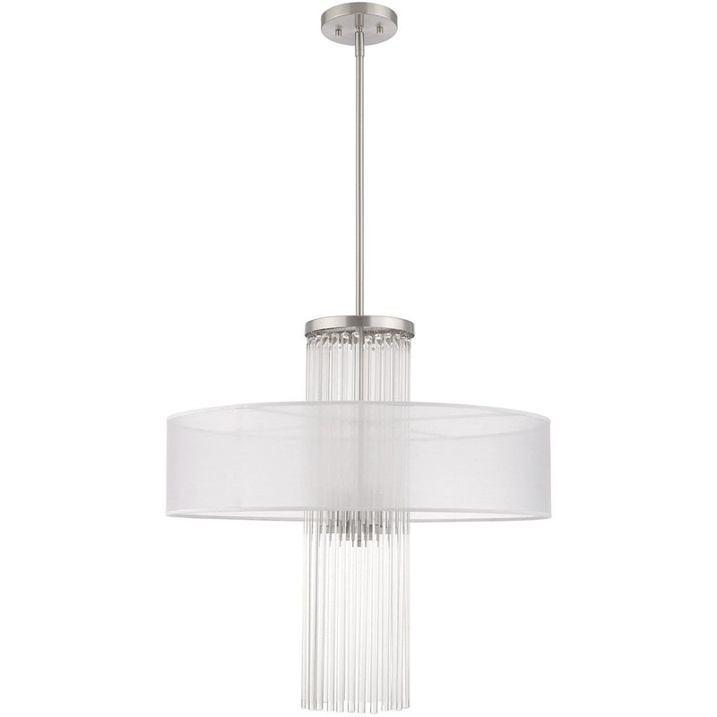 33" Four-Light Dimmable Chandelier With Shades - Nickel