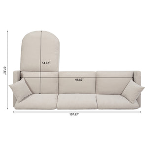 107.87'Sectional Sofa Couch With 1 Ottoman,Seat Cushion and Back Cushion Removable