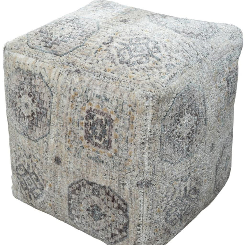 Upholstery Medallion Pouf Ottoman - Gray