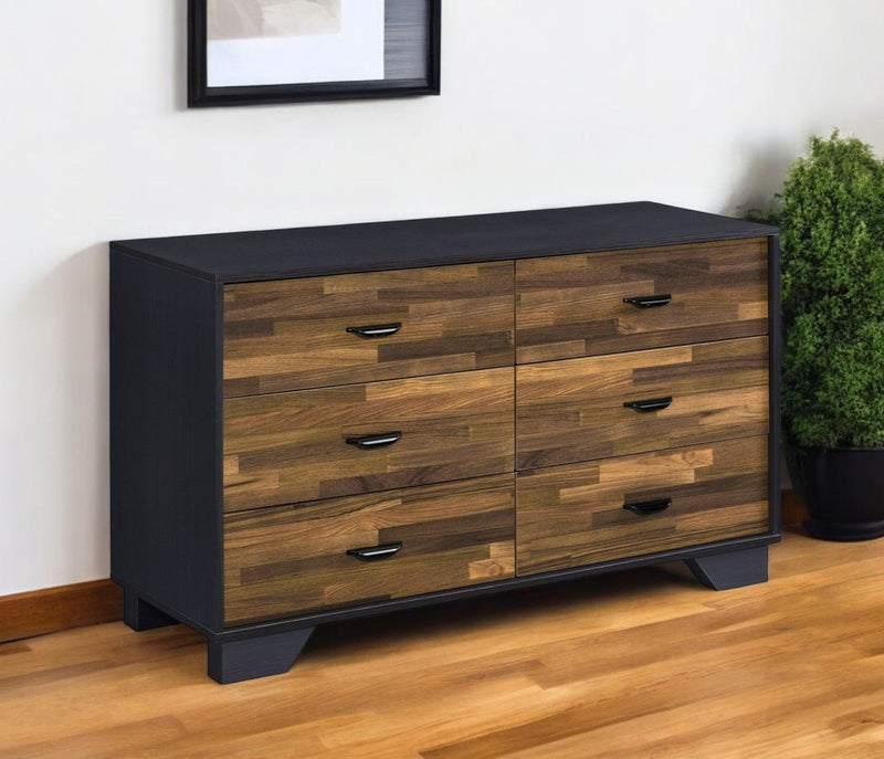 Six Drawer Double Dresser - Walnut Black