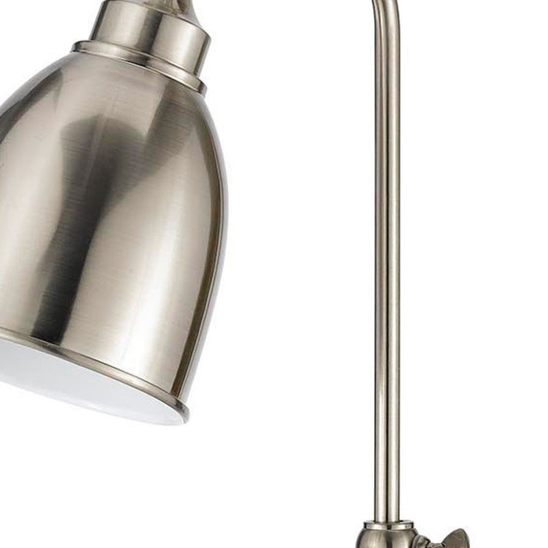 Metal Adjustable Table Lamp With Nickel Dome Shade - Nickel