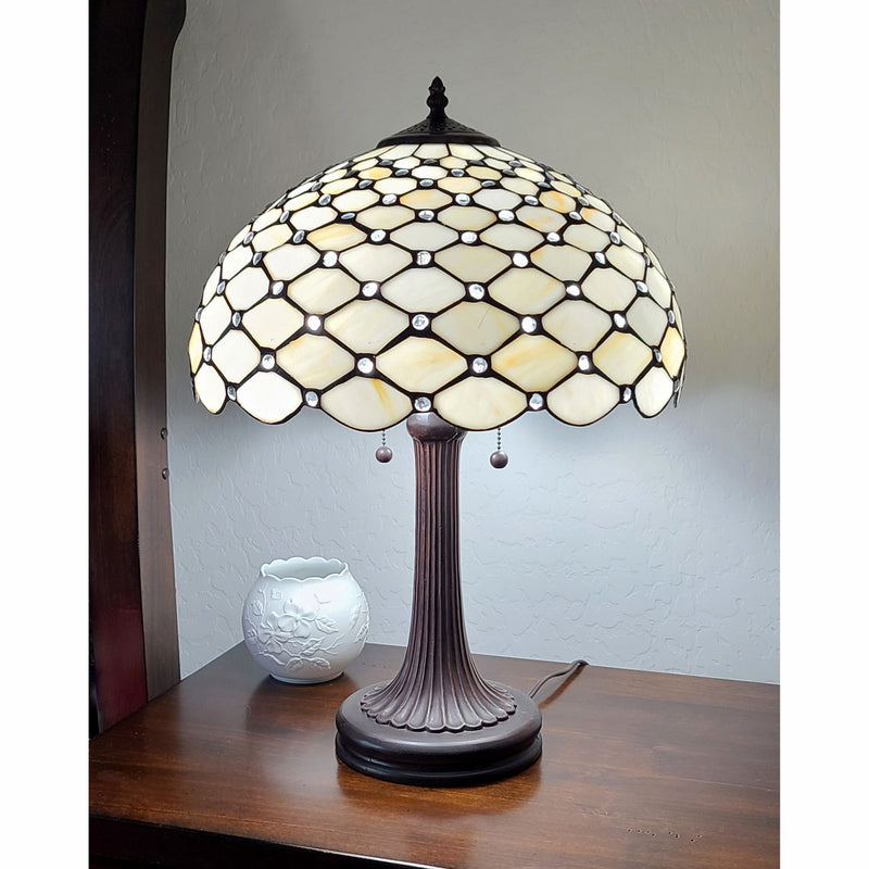 23" Metal Two Light Candlestick Table Lamp With Shade - Dark Brown / White