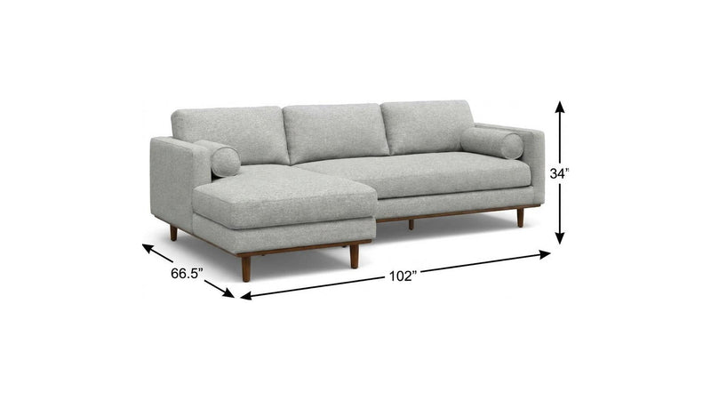 Mid-Century Fabric Sofa With Brown Legs - Gray