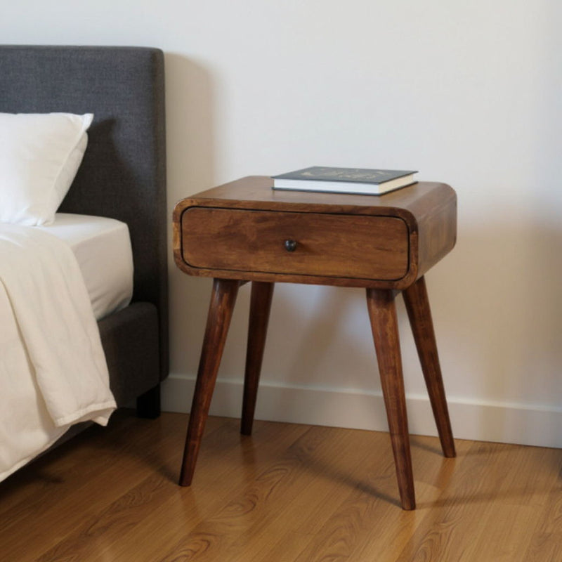 22" Solid Wood One Drawer Nightstand - Chestnut