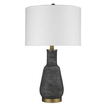 Load image into Gallery viewer, Ceramic Column Lamp With White Drum Shade - Gray And Gold
