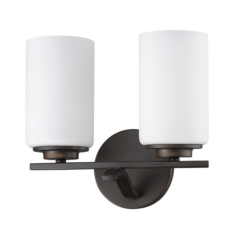Two Light Bronze And Glass Wall Sconce - Bronze