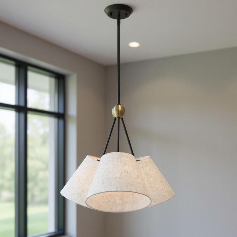21" Three-Light Dimmable Chandelier With Shades - Bronze