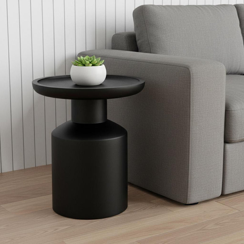 18" Wooden Round End Table - Black