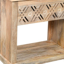 Load image into Gallery viewer, 28" Solid Wood Carved Geometric One Drawer Nightstand - Natural
