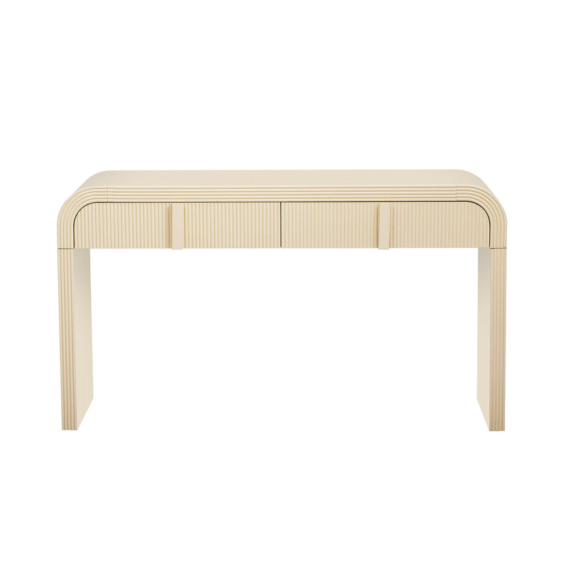 Double Pedestal Console Table With Two Drawers - Cream