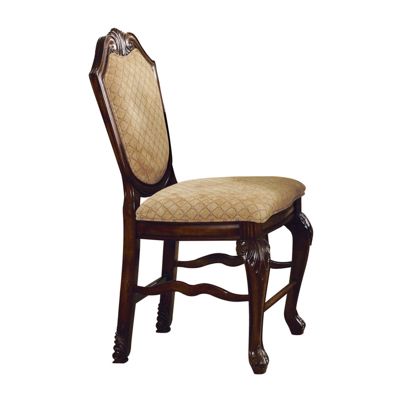 Fabric And Solid Wood Counter Height Bar Chairs (Set of 2) - Beige / Espresso