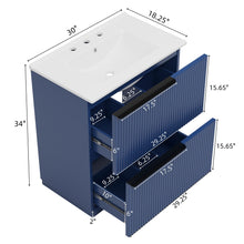 Load image into Gallery viewer, Fluted Bathroom Vanity With Ceramic Sink, Freestanding Cabinet
