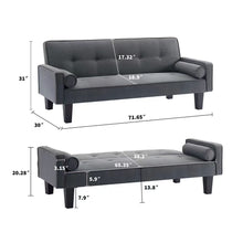 Load image into Gallery viewer, Futon Sofa Bed Convertible Couch Bed with Armrests Modern Living Room Linen Sofa Bed, Folding Recliner Futon Couch Sleeper Set with Solid Wood legs
