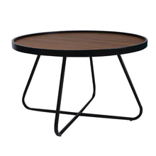 Load image into Gallery viewer, 28" Wood And Metal Round Cross Legs Coffee Table - Brown And Black
